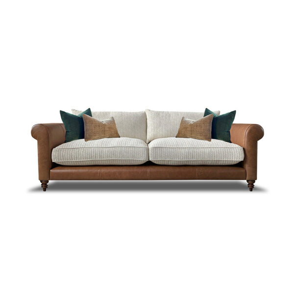 Ralphie 3 Seater Sofa - Leather - Grade A with Fabric Mix