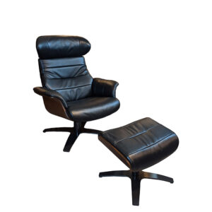 Bantam Occasional Chair and Stool - Midnight Leather