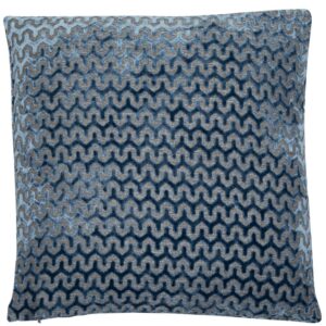 Cut Velvet Wave Blue Cushion
