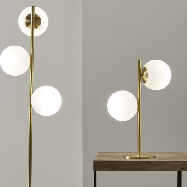 Asterope White Orb & Gold Metal Table Lamp