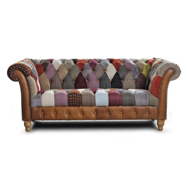 Harlequin Patchwork 2 Seater with Leather Front Panel