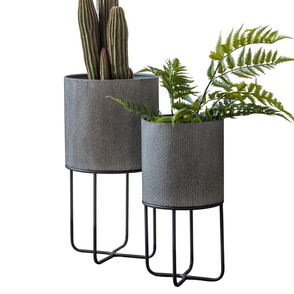 Accessories Eda Metal Planter set of 2 - Grey