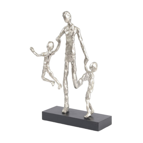 Father Playing with Children Silver Sculpture