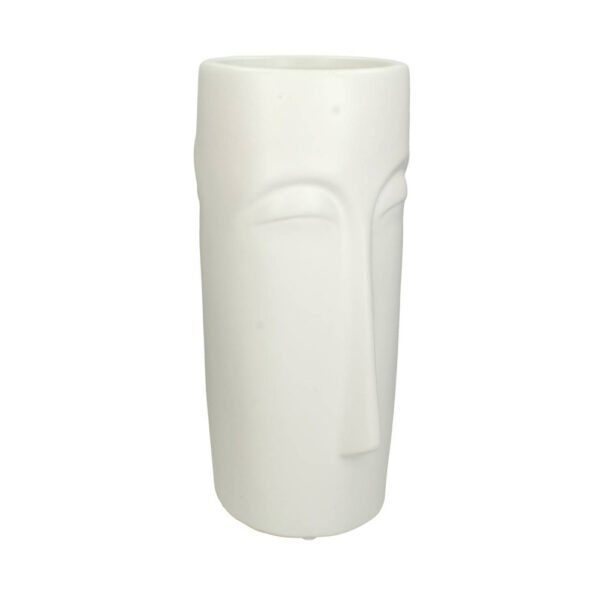 Silhouette Face Ceramic White Vase