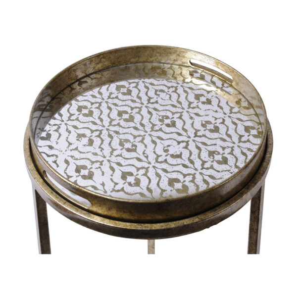 Vienna Antique Gold Diamond Set of 2 Side Tables