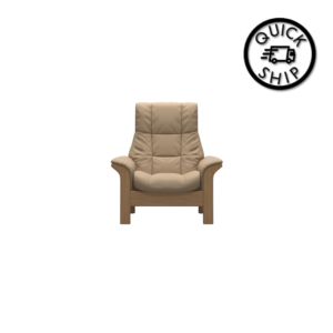 Windsor High Back Chair - Paloma Beige with Oak Wood