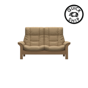 Buckingham High Back 2 Seater - Paloma Beige with Oak Wood