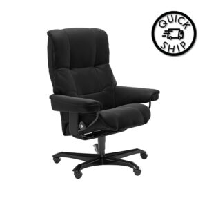 (Quickship) Stressless Mayfair Office Chair - Paloma Black/Black Wood