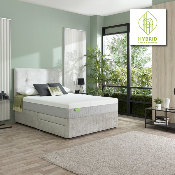 Hybrid Latex Den Mattress (unrolled) with Contemporary P/T 2 Drawer Base- 90x190cm - Range A