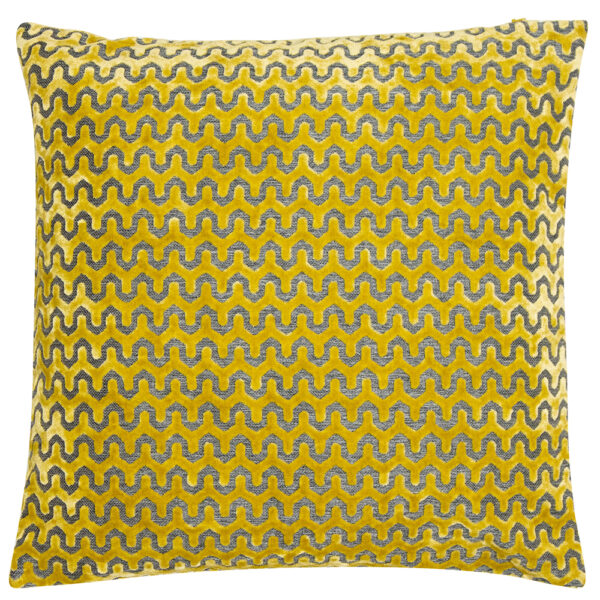 Cut Velvet Wave Mustard Cushion