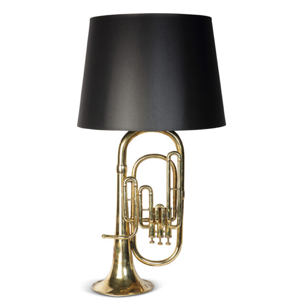 Trumpet Lamp with Black Shade
