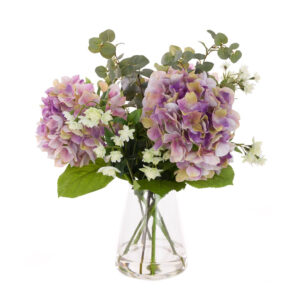Hydrangea & Astrantia in Vase - Purple/Green