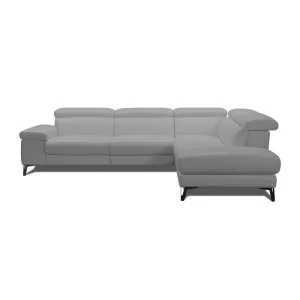 Maddox Chaise End Leather Recliner Sofa - Misty Grey
