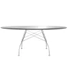 Glossy 194cm Oval Table - Chrome plated steel frame - Black Glass Top