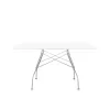 Glossy 130cm Square Table - Chrome plated Steel Frame