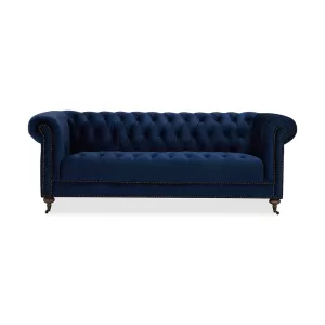Amelia Chesterfield 3 Seater Sofa - Fabric: Heritage Velvet Grey