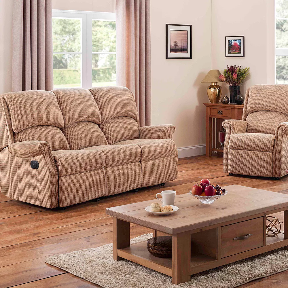 Beige recliner sofa set deals