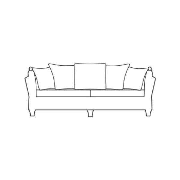 Extra Grand High Arm Knole Sofa Straight - Fabric E 