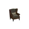 Wing Chair - Galveston Bark Hide with Coco Olive Velvet Seat Cushion
