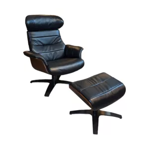 Occasional Chair and Stool - Midnight Leather