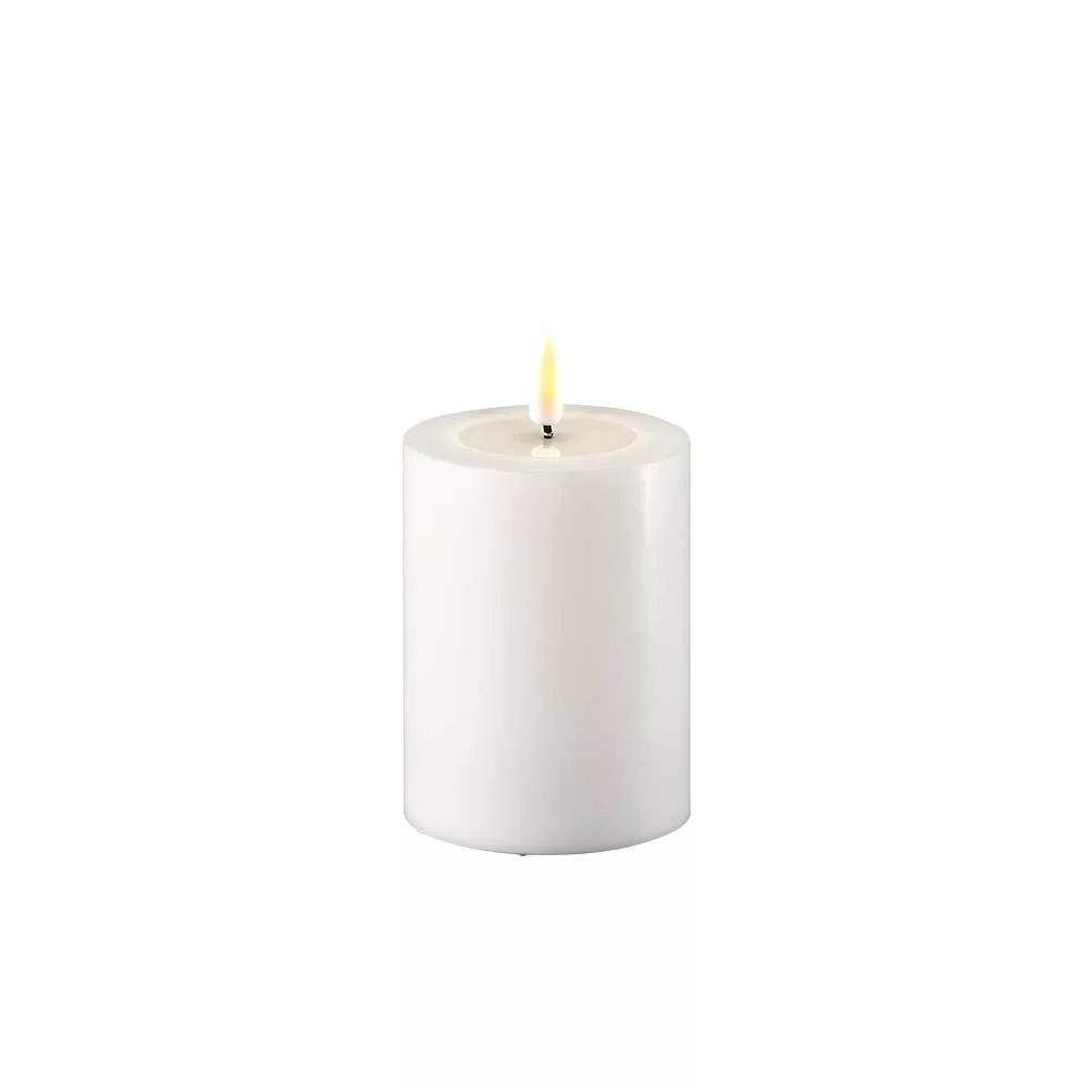 LED Pillar Candle - White - 7.5cm x 10cm Tall