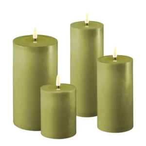 LED Candle 7.5x15cm-Olive Green