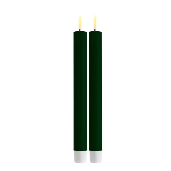 LED Dinner Candle 24cm-Dark Green (pair)