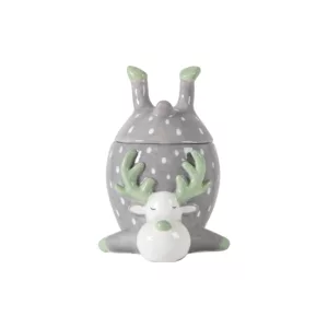 Reindeer Pot with Lid Grey