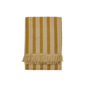 Jacquard Ochre Weave Throw with Fringe