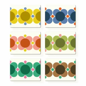 Set of 6 Placemats with Atomic Flower Design