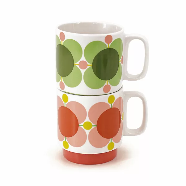 Set of 6 Mugs with Atomic Flower Design