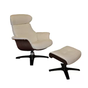 Bantam Occasional Chair and Stool - Snow White Leather