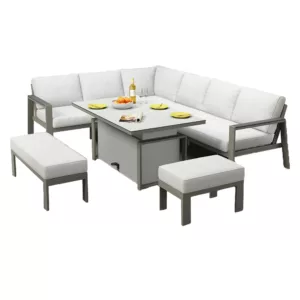 Madeira Corner Modula Sofa with Stools and 145cm Adjustable Table