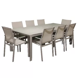 Madeira 220cm Rectangular Dining Table with 8 Chairs
