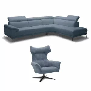 SPECIAL OFFER! Monza 3 Seater RHF Chaise End Sofa & Swivel Chair in Fabric
