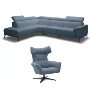 SPECIAL OFFER! Monza 3 Seater LHF Chaise End Sofa & Swivel Chair in Fabric