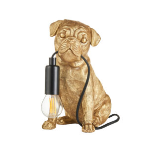 Gold Pug Puppy Table Lamp