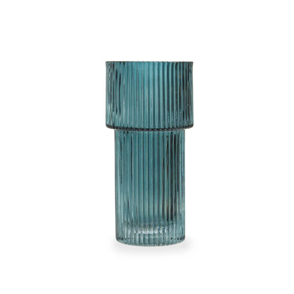 Esma Ribbed Blue Glass Vase