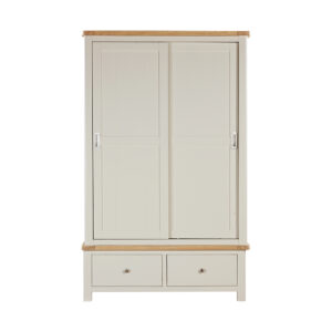 Taunton Painted Oak Double Wardrobe with 2 Sliding Doors & 2 Drawers