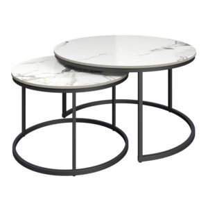 Set of 2 Grey Ceramic Coffee Tables