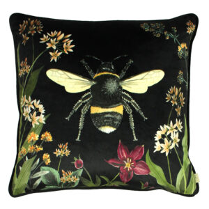 Midnight Garden Bee Black Cushion