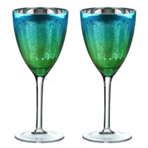 Accessories Set of 2 Peacock Wine Glasses