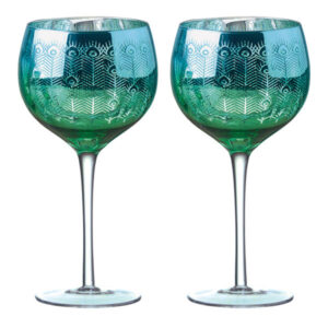 Accessories Set of 2 Peacock Gin Glasses